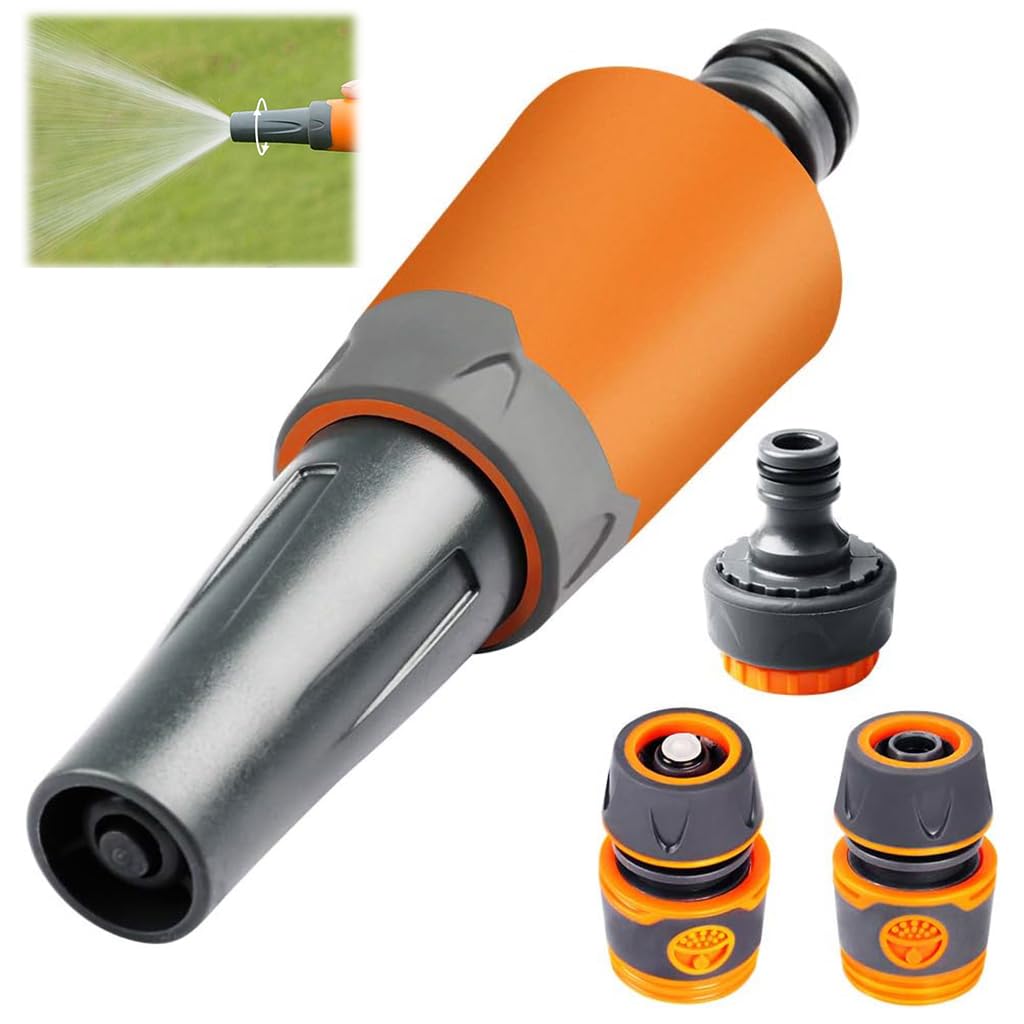 HASTHIP® Garden Hose Spray Nozzle Kit Pressurized Water Spray Nozzle with 3 Connectors Multi Purpose Spray Nozzle with 3 Spray Patterns Universal Sprayer Head for Car Washing, Gardening, Watering