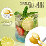 HASTHIP® Tea Bag Tongs 4.72" Stainless Steel Tea Infuser Tongs,Fine Mesh Strainer for Loose Leaf,Bags Herbs Spices Stylish Cutout Utility for Kitchen Ice Cubes Ingredients Gold & Silver