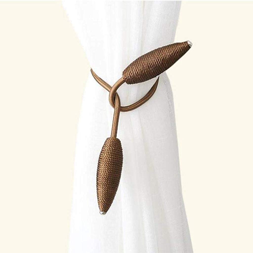 Hasthip Curtain Tiebacks with Alloy Clip for Home Decor 58cm Length | Coffee Brown Polyester Pack of 2