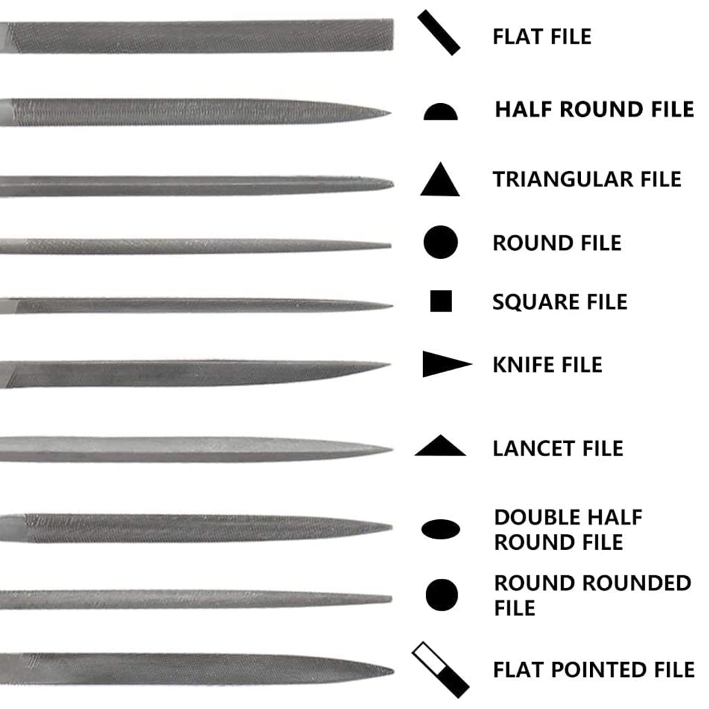 HASTHIP® 10Pcs File Tools Set, Premium Hardened Drop Forged Alloy Steel File Tools, Includes Flat, Flat Warding, Square, Triangular, Round, and Half-Round Files5mm*180mm in size/per one
