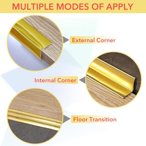 HASTHIP® 1 Roll Golden Wall Molding Trim Corner Guards Caulk Strip Apply Table Edge Door Frame Baseboard for Protection Decoration 9.84ft x 0.78in 3 PCS