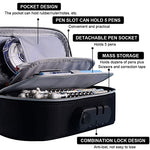 HASTHIP® Canvas Large Capacity Pencil Case with Combination Lock 4 Layer Compartments Big Pouch for Boys Girls Waterproof Box Pen Insert School Black 3PCS