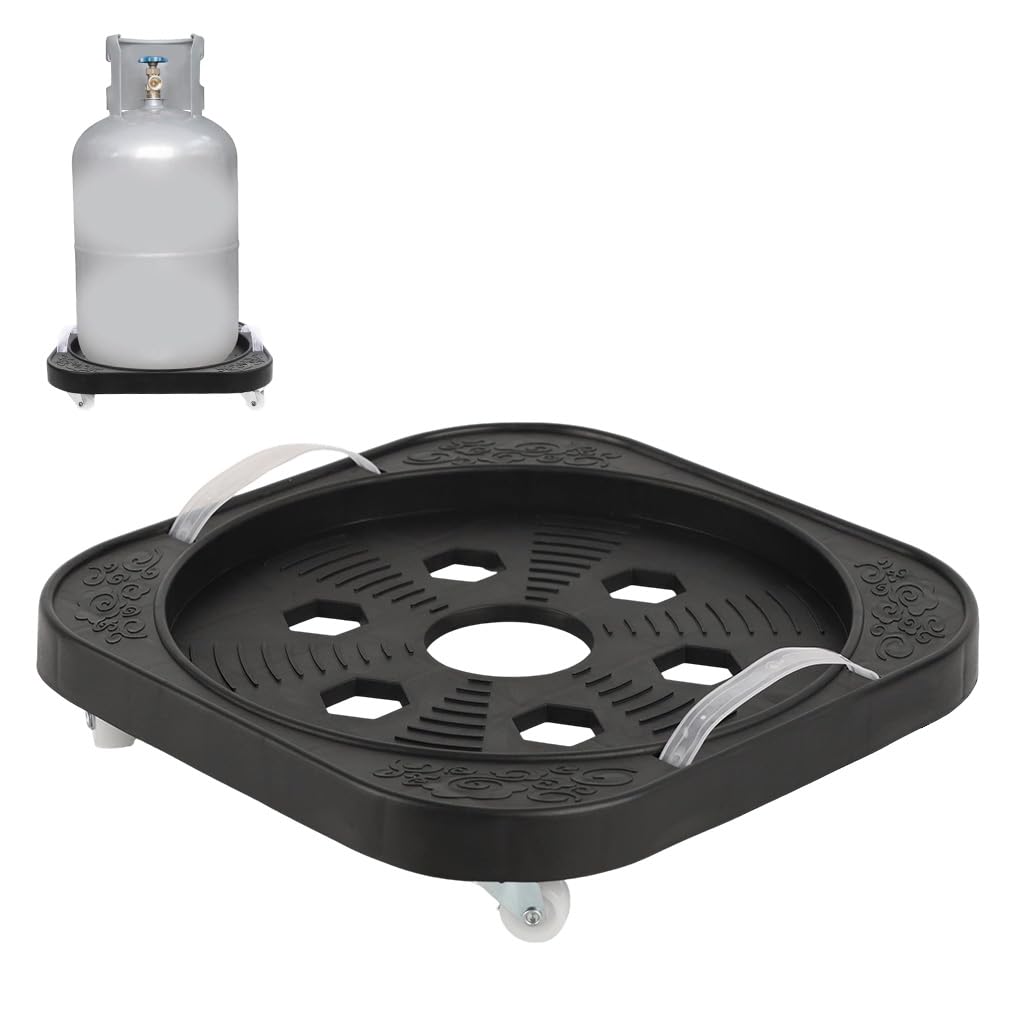 HASTHIP® Cylinder Trolley with Wheels Heavy Duty-Black