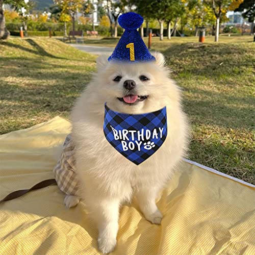 HASTHIP® Dog Gifts Hat for Birthday, Cute Dog Birthday Party Hat Dogs Bandana Birthday Party Supplies Set, Dog Bandana Square Scarf and Doggie Birthday Party Hat