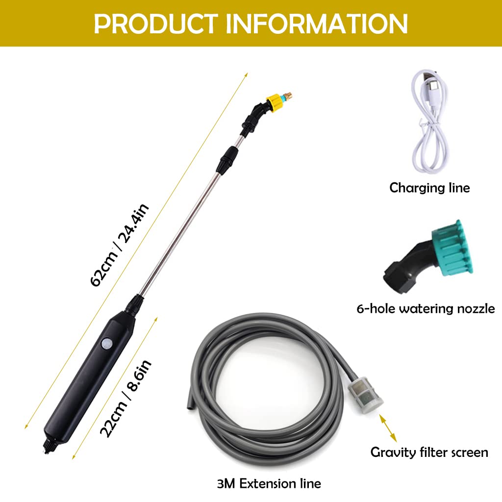 HASTHIP Electric Garden Sprayer for Agriculture with 12L Tank and Telescopic Wand | USB Rechargeable Pump with 4 Nozzles