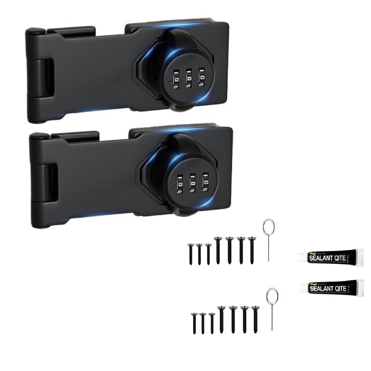 HASTHIP Cabinet Password Hasp Lock for Doors and Cabinets with Zinc Alloy Slide Latch | Black