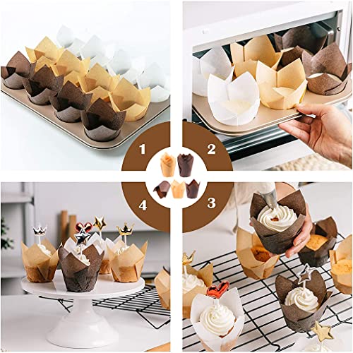 HASTHIP® 100Pcs Cupcake Liner, 5cm Diameter Tulip Cupcake Paper Cups