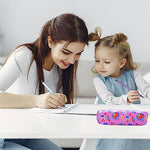 HASTHIP® 6pcs Girls Pencil Pouch Set - Large Capacity Colorful Space Bear Print Pen Case with Zipper