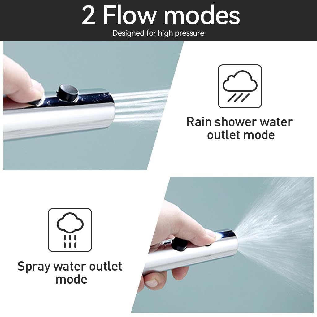 Water Saving Health Faucet, 5.9" Handheld ABS Sprayer, Dual Mode Shower & Jet Modes, Universal Health Faucet Pressurized Water Sprayer for Toilet Bidet & Kitchen Sink