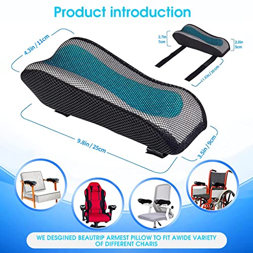 HASTHIP® BrandName 2PCS Ergonomic Memory Foam Office Chair Armrest Pads, Cooling Gel Armrest Covers for Gaming Chair, Thick Elbow Pillow Pressure Relief Cushion, Comfortable Arm Support for Desk