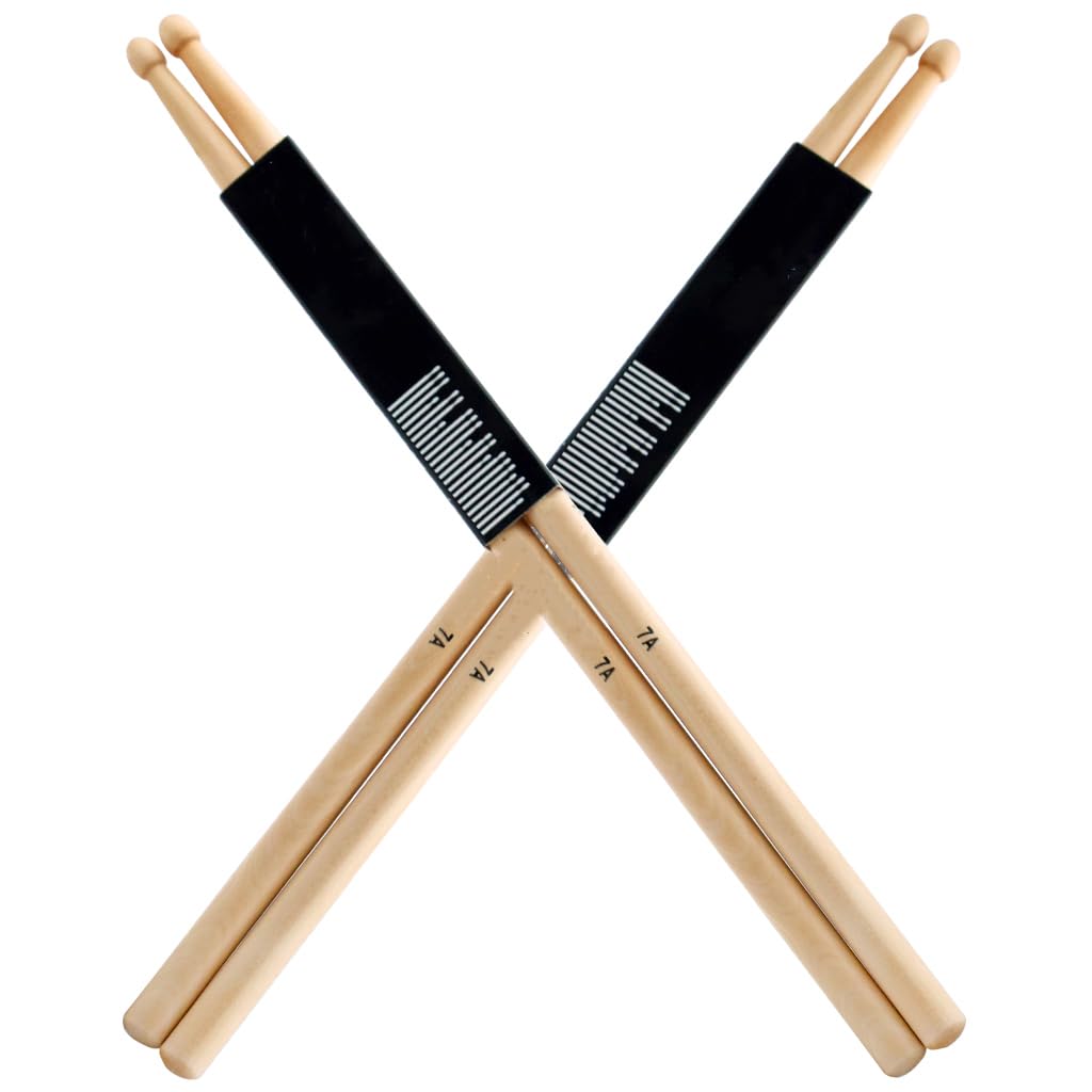 HASTHIP 7A Drum Sticks Set for Jazz and Acoustic Play featuring Oval Wood Tip | 2 Pairs 15.5 in Maple