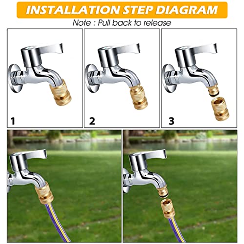 HASTHIP® 12PCS Tap Connector Brass Pipe for Garden Hose Quick Connectors 1/2 3/4 Inch Faucet Adapter Sets Bathroom Kitchen Outdoors