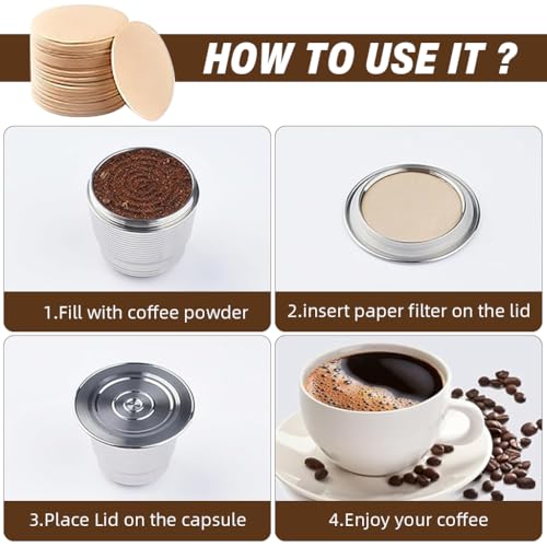 HASTHIP® 400 Count Unbleached 51mm Espresso Coffee Filter Paper, Round Disposable Replacement Filters for Portafilter, Moka Pot & Drip Coffee Maker, White, Fits Espresso Machines & Pour Over Brewers