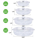 HASTHIP Plant Saucers for Indoor and Outdoor Use with Grooved Drainage Base 12 Pack | Clear Plastic Trays in 6 8 10 12 in Sizes