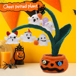 HASTHIP® Halloween Crochet Kit for Beginners, Complete DIY Spooky Ghost Pumpkin Tree Desk Decoration Set with Step-by-Step Instructions, Yarn Kit for Home, Office, Gift Crafting