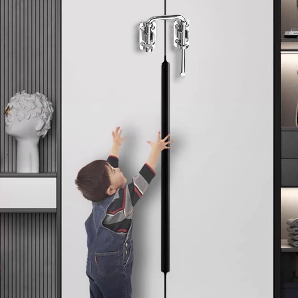 HASTHIP Auto Retracting Spring Door Latch for Home Security featuring Screw Mount | Stainless Steel Safety Bolt for Families and Pets