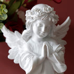 HASTHIP Praying Girl Angel Statue for Home Decor with Resin Wings | 3.54×7.48 in Memorial Ornament
