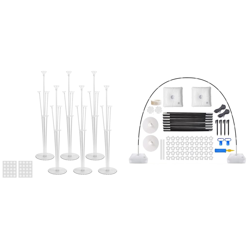 HASTHIP Balloon Stand and 9Ft Adjustable Balloon Arch Combo Set for Party Decorations | 6Pcs with Dot Stickers and Bases