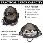 HASTHIP® [Brand Name] Women's Fashion PU Leather Backpack, Convertible Tote Shoulder Bag, Multi-Layer Casual Daypack, Travel Purse with Small Utility Handbag