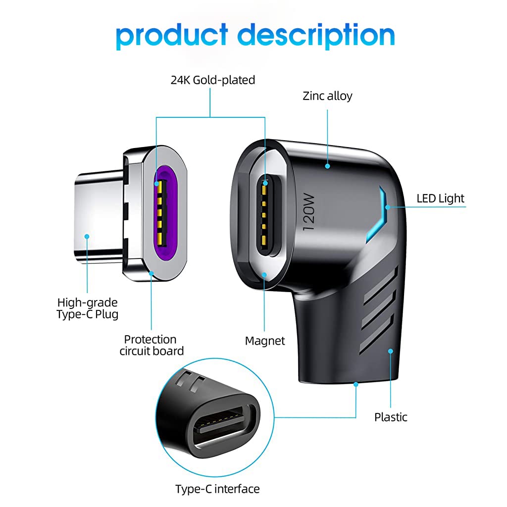 HASTHIP® Type C Adapter Right Angle Magnetic 90 Degree