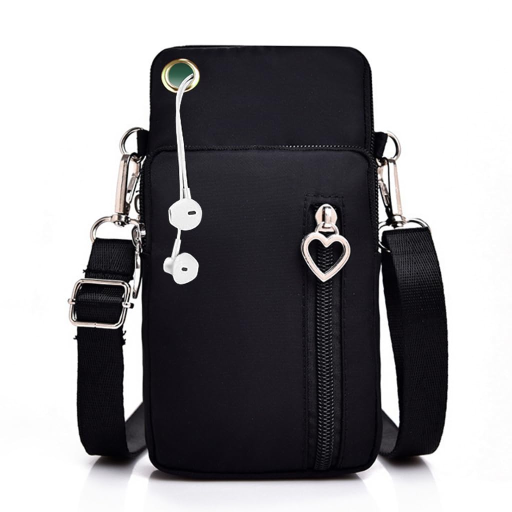 HASTHIP® Bolso Bandolera Pequeño para Mujer, Riñonera Cruzada Impermeable de Oxford, Mini Bolso Monedero con Compartimentos Múltiples, Cremallera Suave y Correa Ajustable para Viaje,