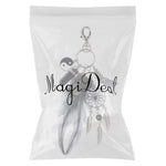 HASTHIP Dreamcatcher Keyring with Black Agate and Feather Charm in Black and Silver | Imported from Hong Kong