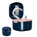 HASTHIP Retainer Case for Travel Cleaning with Detachable Strainer Basket 2Pcs 8x7 cm | White and Blue