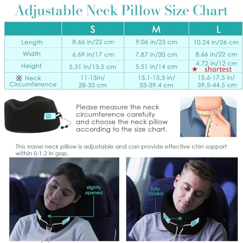 HASTHIP® Memory Foam Travel Neck Pillow, Soft U-Shape Cushion for Head Support, Packable Sleeping Pillow with Storage Pouch for Airplane, Car, Office, Flight, and Travel