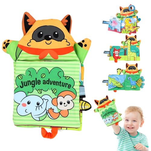 HASTHIP® Soft Cloth Book for Toddler, with Hand Puppets, Anima