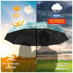 HASTHIP® Travel Umbrella for Sun & Rain, UPF 50+ UV Protection, Compact Folding Windproof Parasol with Golden Curved Handle, Stylish Floral Print, Lightweight Large Canopy for Women & Girls