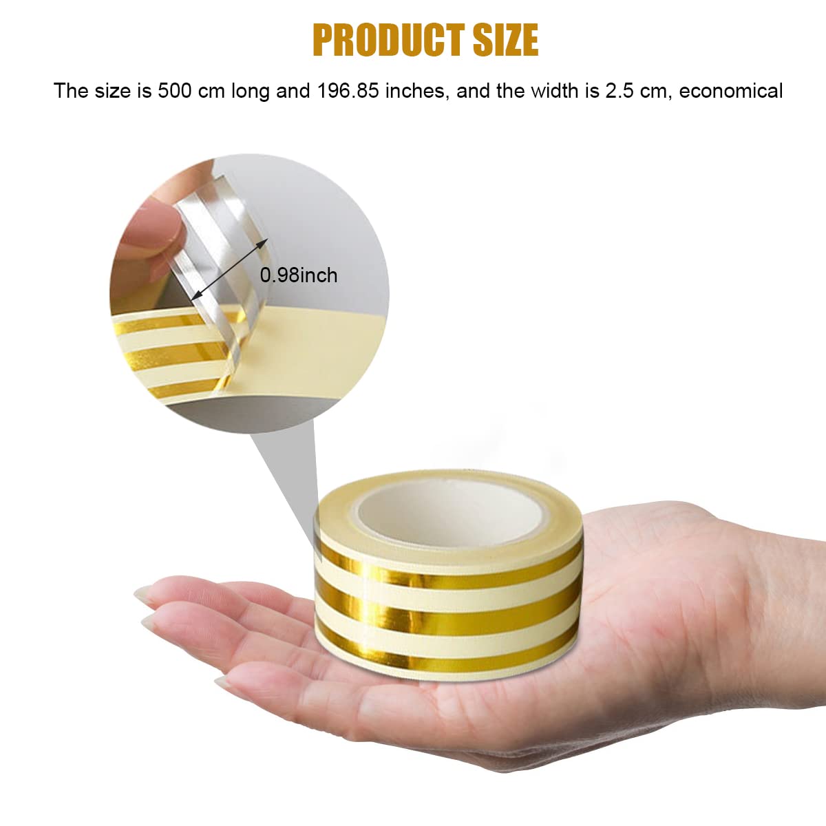 HASTHIP Tile Gap Tape for Home Decoration with Self Adhesive Waterproof PVC 2.5cm x 5m | Golden Foil Finish 3 pcs