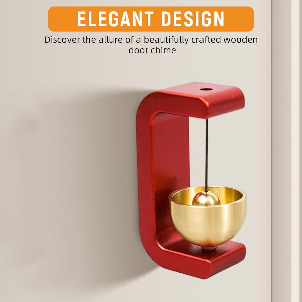 HASTHIP Metal Door Chime for Home and Shop with Magnetic Mount and Brass Bell | Red Decor