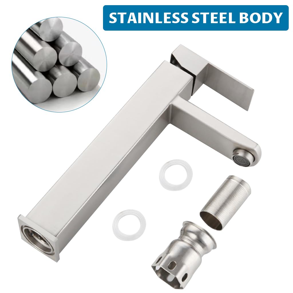 HASTHIP Bathroom Faucet for Wash Basin with 11.2 in High-Rise Design and Single Handle | Stainless Steel Mixer Tap