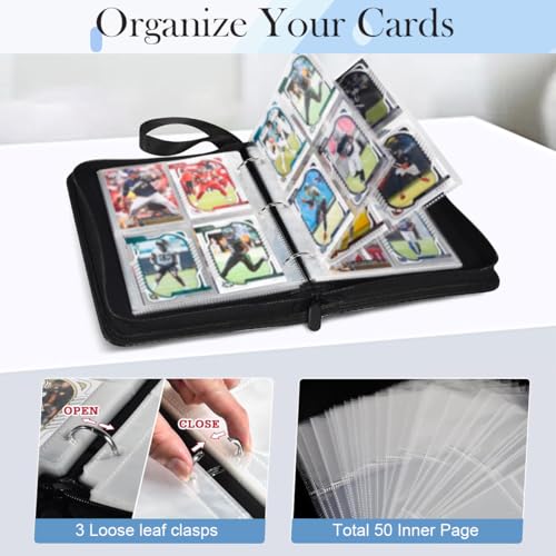 HASTHIP® Anime Trading Card Binder Organizer, 400 Card Capacity Zipper Case, Compatible with Pokemon, TCG, Sports, Yu-Gi-Oh, MTG, Collectible Deck Holder Album, Gift Storage Bag for Kids