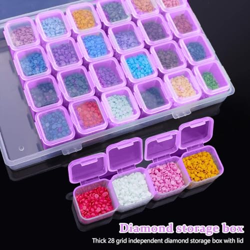 HASTHIP® 46PCS 5D DIY Diamond Painting Tools and Accessories Kits with Trays Pens Tweezer Clips 28-grids Organizer Art Tool Kit Without Diamonds