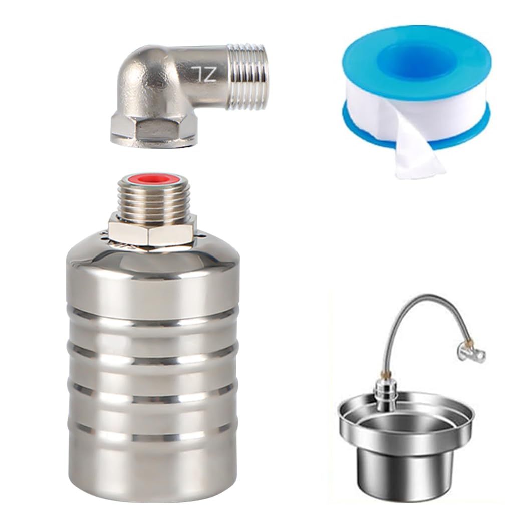 HASTHIP® Float Valve for Water Tank, 1/2" to 3/4'' Water Float Valve Stainless Steel Fully Automatic Water Level Control Float Valve, Automatic Water Level Controller for Water Tank, Pool, Reservoir
