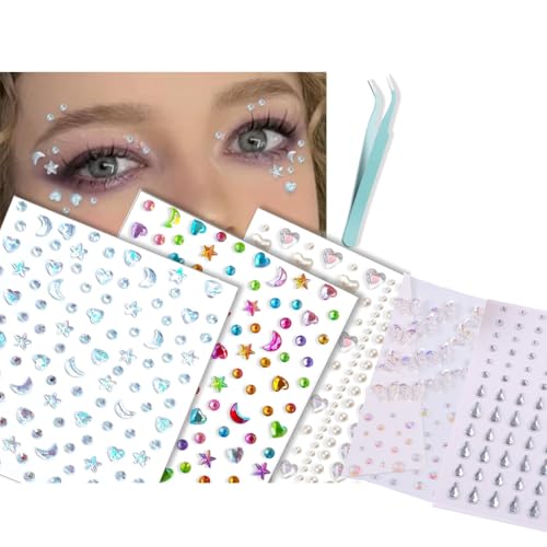 HASTHIP® Pegatinas de gemas para el rostro, cabello, cara, ojos y joyas