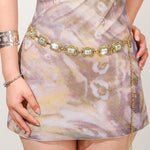 HASTHIP® Women's Metal Concho Belt,Vintage Crystal Waist Chain Belt for Dresses,Jeans Saree & Skirts Adjustable Boho Hip Gold Fashion Accessory