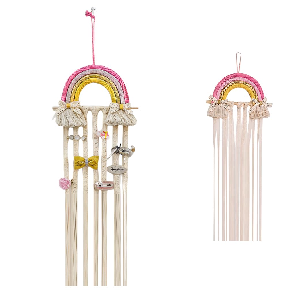 HASTHIP Hair Clips Organizer for Girls with 20–30 Slot Macrame Tassels | Wall Hanging Holder