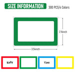 300 Sheet Colored Label Stickers, 3.5"x2.3" Self Adhesive Tags 4 Colors Name Tag Sticker for Office, School, Classroom, Meeting, Kindergarten, Parties, Warehouses, Clothes and Mailing