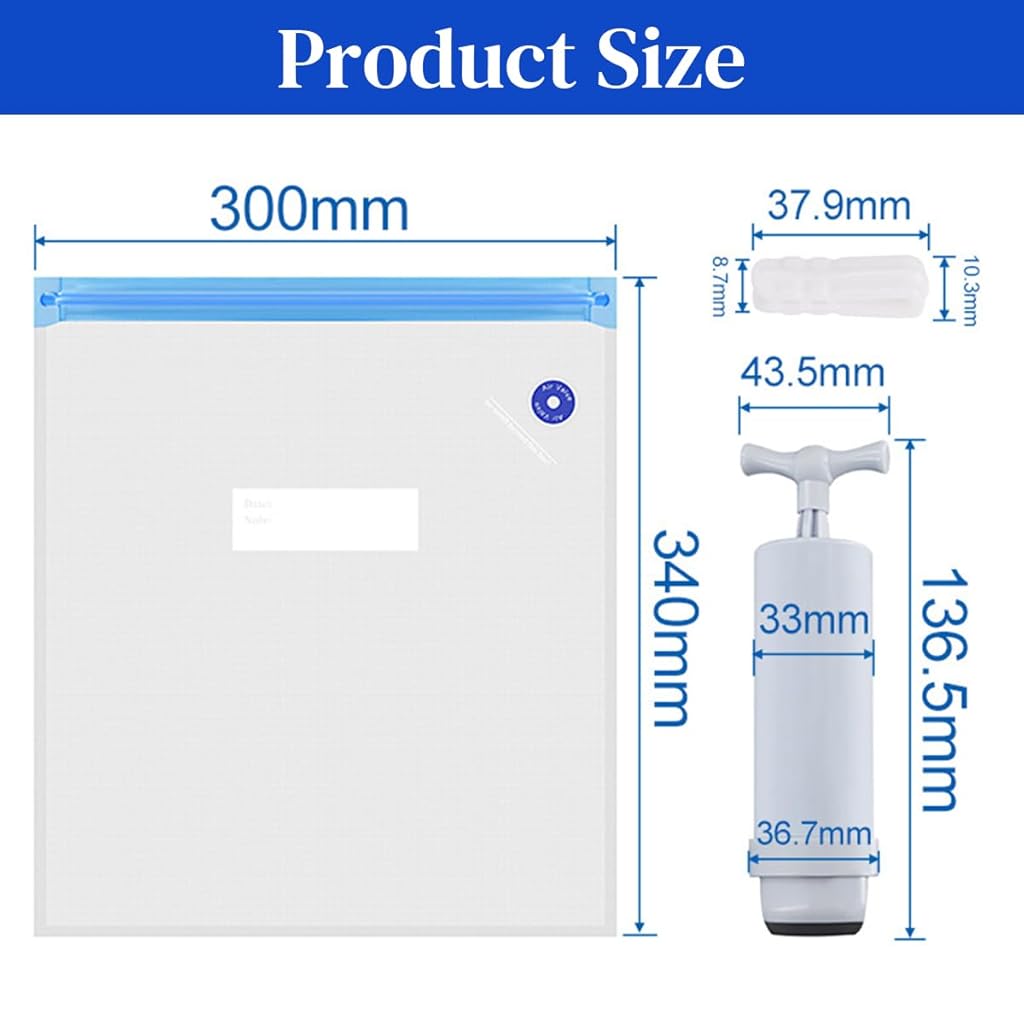 HASTHIP® 10Pcs 3D Printer Filament Vacuum Storage Bags with Manual Air Pump & 4 Seal Clips, Airtight Double Seal, Filament Vacuum Bag Keep Dry Avoid Consumable Moisture for 3D Printer Parts, 30x34cm