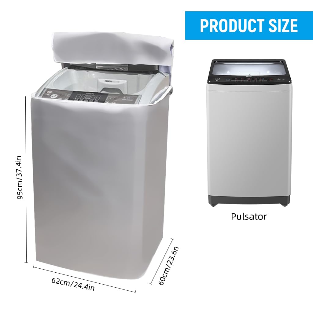 HASTHIP Top Load Washing Machine Cover 60×62×95cm with Roll Up Flap and Silver UV Resistant Protection