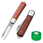 HASTHIP Grafting Cutter Tool for Fruit Trees and Flowers with 7.56 in Folding Design featuring Curved Steel Blade and Anti Slip Wooden Handle | Includes 1 Roll Grafting Tape