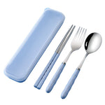 HASTHIP® Portable Flatwares with Storage Case Set of 3Pcs Chopsticks, Spoon & Fork Combo Food Grade