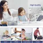 HASTHIP® Pencil Box Boys Large Canvas Pencil Pouch, Multi-Compartment Geometry Case for Girls, Zippered Stationery Organizer Bag for School