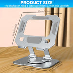 HASTHIP® Tablet Stand Holder 4.7-12.9 Inch, Adjustable Foldable 360° Rotatable Desktop Riser for iPad, Android, Huawei, Surface & Tablets, Ergonomic Anti-Slip Aluminum Cooling Base for Office, Silver
