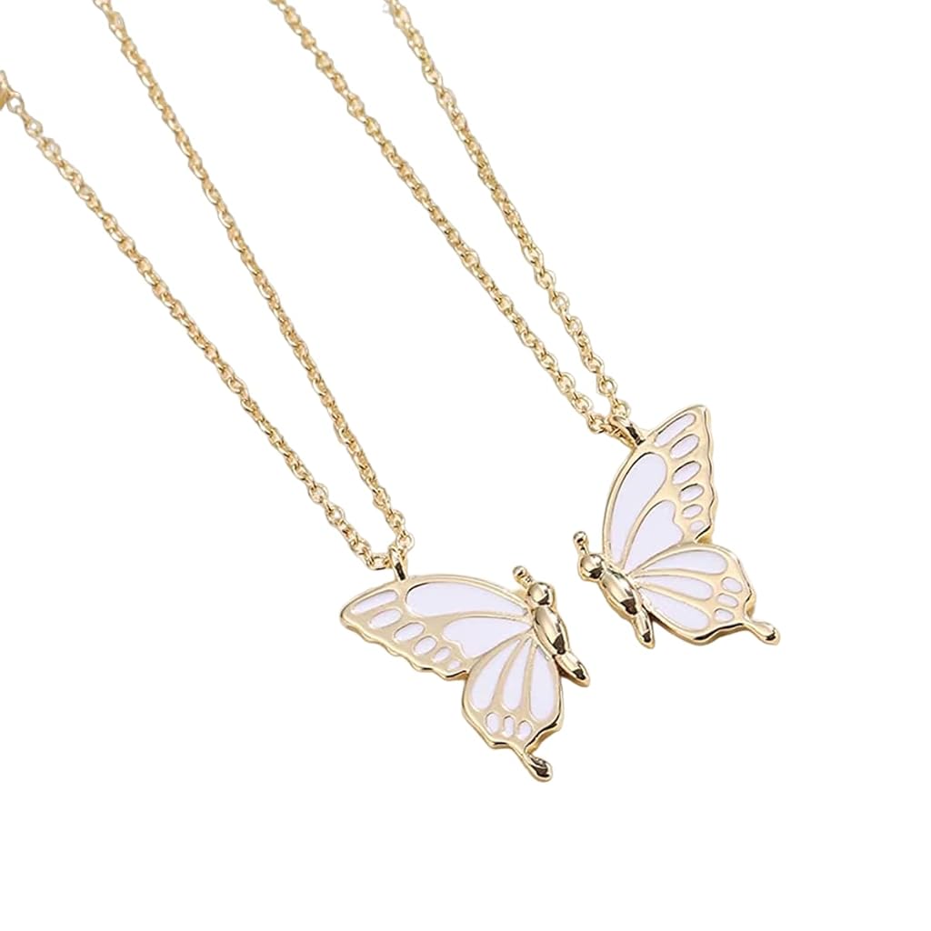 HASTHIP® Collar de Mariposa para Mujeres y Niñas,Collares BFF de Aleación,Colgante Amistad y Amor Estilo Moderno Elegante Regalo Cumpleaños para Amigas Hermanas Novias (Dorado