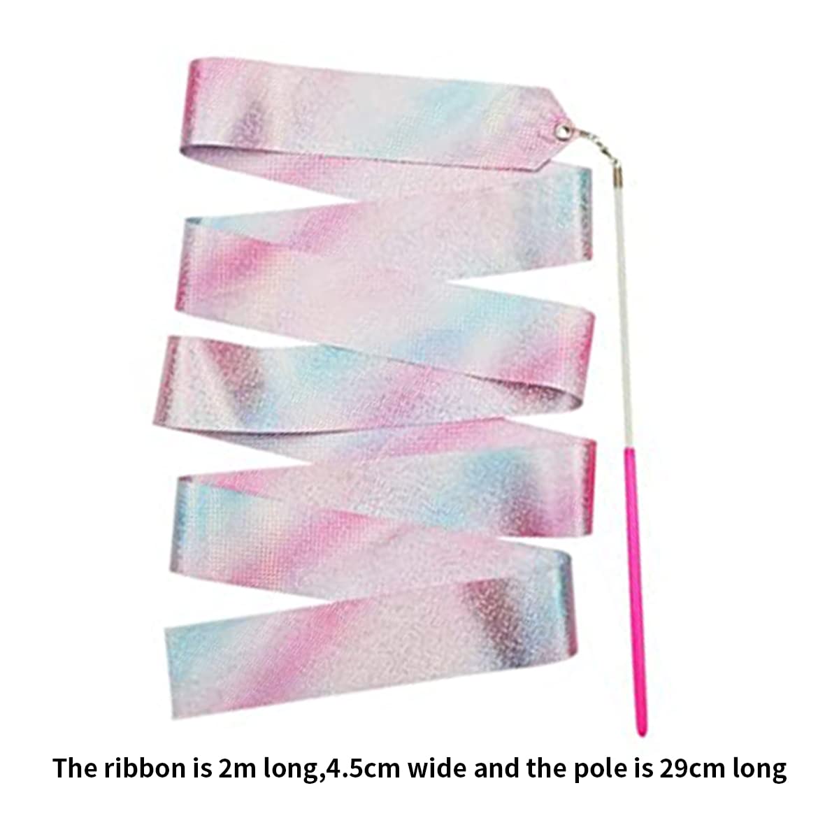 HASTHIP Sports Ribbons with Sticks for Rhythmic Gymnastics featuring 2 m Streamers | Polyester Glitter Pink Design for Kids Dance