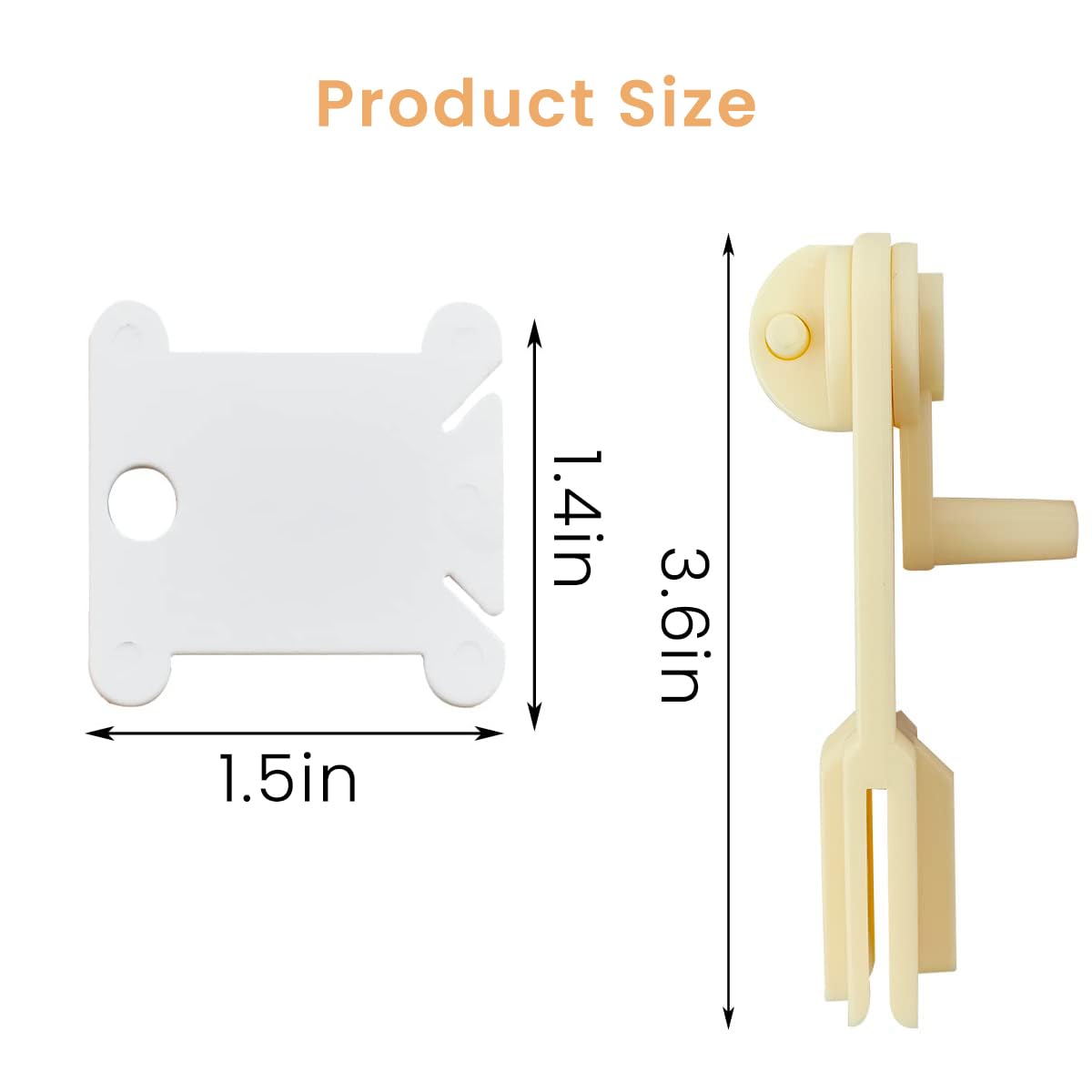 HASTHIP Plastic Thread Bobbins Holder for Cross Stitch and Embroidery with Bobbin Winder | 100 Pcs 1.57 in Yarn Organizer