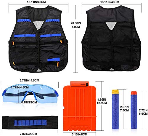Tactical Vest Kit Compatible With Nerf Guns N-Strike Elite Series Protective Glasses -Blue (1Set), Kid